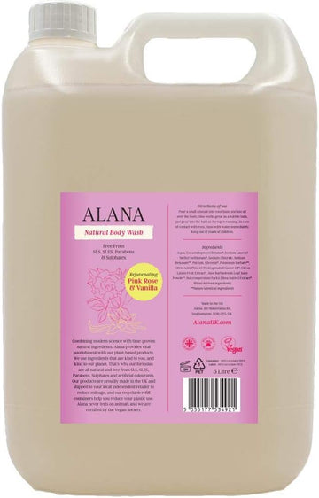 Alana Pink Rose & Vanilla Natural Body Wash 5L