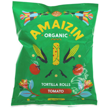 Amaizin Corn Rolls Tomato - Organic -100g Bag  - 14 Pack