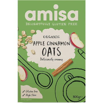 Amisa Organic Gluten Free Porridge Oats with Apple & Cinnamon 300g