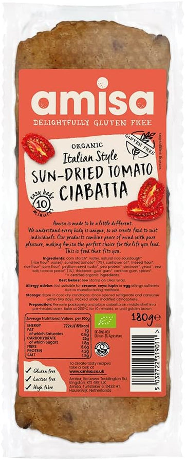 Amisa Organic Sun Tomato Ciabatta 180g