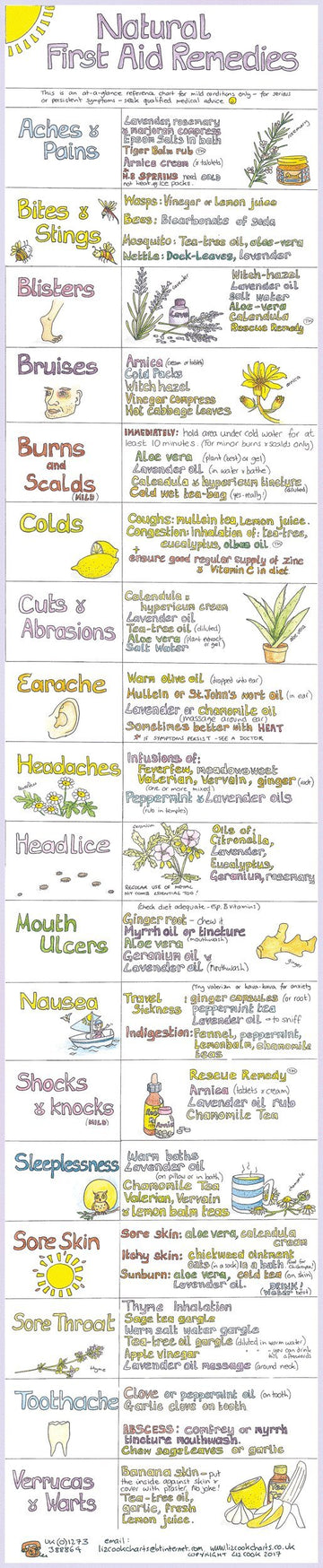 AT A GLANCE The Natural Remedy First Aid Chart 1no