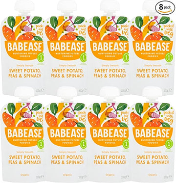 Babease Organic Sweet Potato Peas & Spinach 100g  - 8 Pack