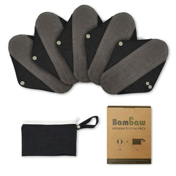 Bambaw 5 Reusable sanitary pads | Moderate flow + carrying pouch
