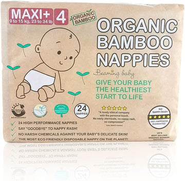 Beaming Baby Organic Bamboo Nappies Size 4 (9-15 kg, 24 nappies)