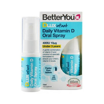 BetterYou DLuxInfant Vit D Oral Spray 15ml 400IU (10ug) of vitamin D3 - 2 Pack