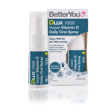 BetterYou DLux1000 Vegan Vitamin D Daily Oral Spray 15ml Peppermint - 2 Pack