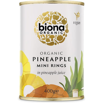 Biona Mini Pineapple Rings in Pineapple Juice Organic 400g - 6 Pack