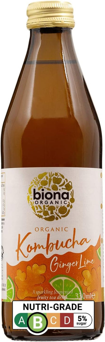 Biona Organic Kombucha Ginger & Lime 330ml  - 6 Pack