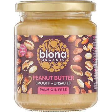 Biona Organic Peanut Butter Smooth No Salt 250g - 6 Pack
