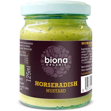 Biona Organic Horseradish Mustard 125g - 2 Pack