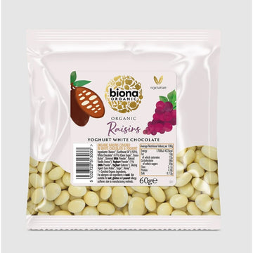 Biona Yogurt/White Chocolate covered Raisins Organic 60g - 2 Pack