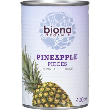 Biona Organic Pineapple Pieces in Pineapple Juice 400g - 2 Pack