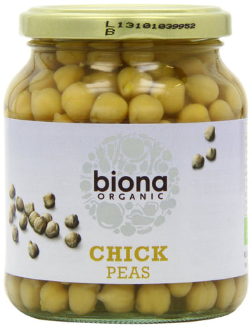Biona Organic Chick Peas -in Glass jars 350g - 3 Pack