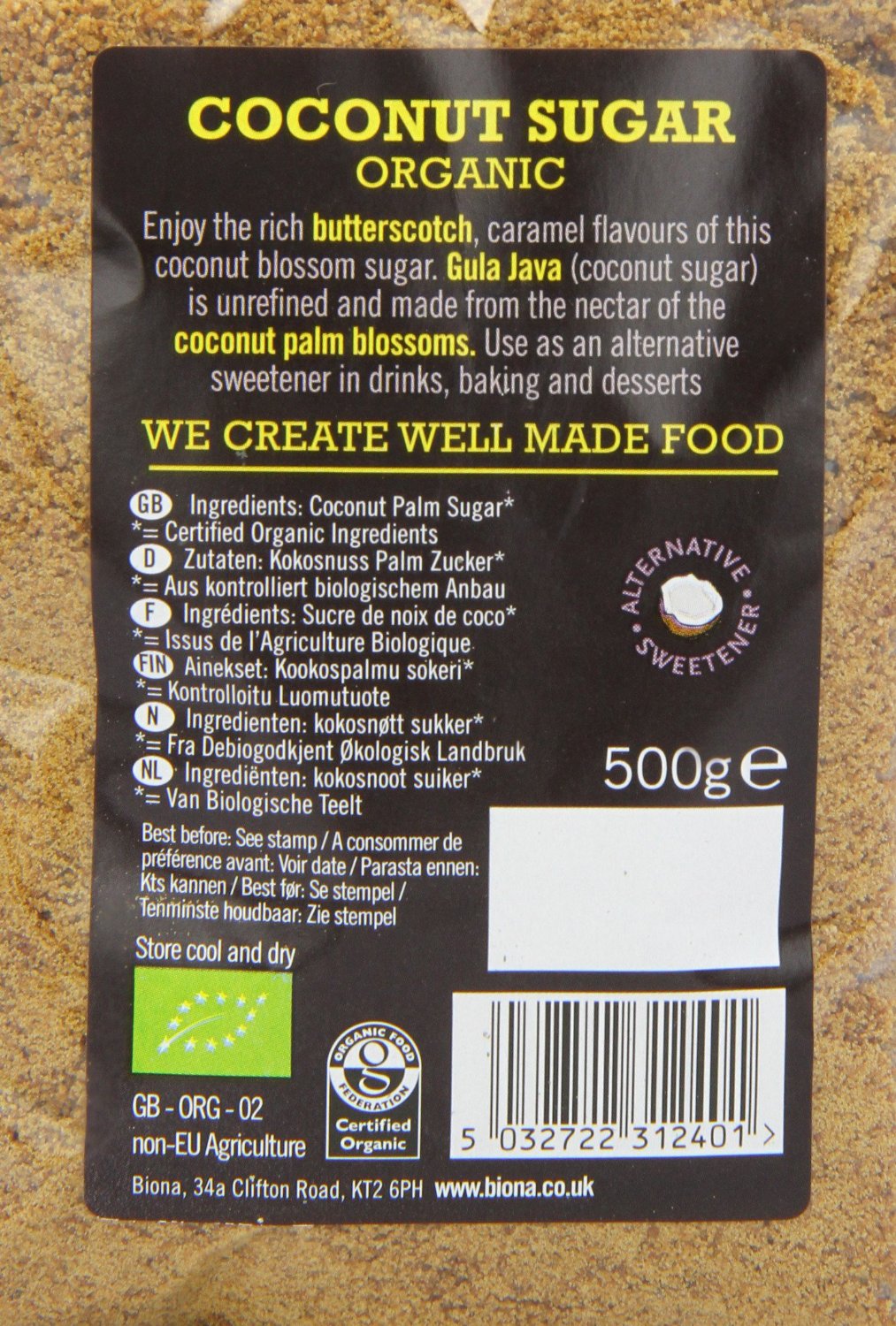 Biona Coconut Palm Sugar (500g) | Gudz.com