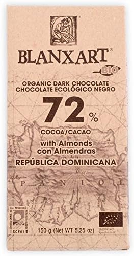 Blanxart Premium Organic Dark 72% Dominica Republic with Almonds 150g