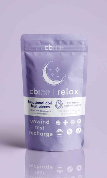 cbme dried papaya(175mg CBD/12.5mg CBG) with hops/magnesium/5-htp