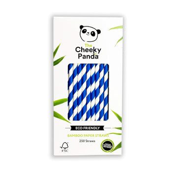 CHEEKY PANDA TCP Bamboo Paper Straw Blue Stripes 250straws