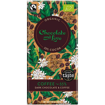 Chocolate and Love Org/Fairtrade dark chocolate with coffee 55% 80g - 14 Pack
