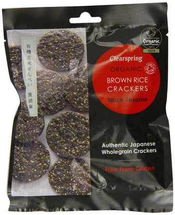 Clearspring Organic Brown Rice Crackers - Black Sesame 40g - 12 Pack