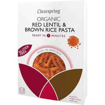 Clearspring Organic Gluten Free Red Lentil & Brown Rice Pasta 250g