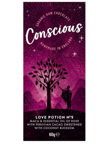 Conscious Chocolate Love Potion No 9 Raw Vegan Organic Chocolate 60g - 10 Pack