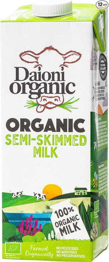 Daioni Organic Daioni Organic Semi-Skimmed UHT Milk 1 Litre  - 12 Pack