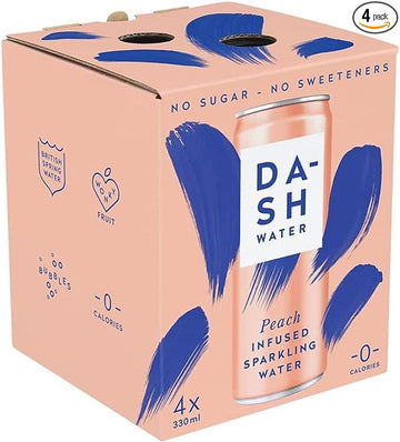 Dash Dash Water Sparkling Peach 4pck x 300ml  - 4 Pack