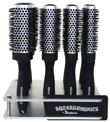 Denman Square Barrel Crimped Bristles Styling Hair Brush Set Stand