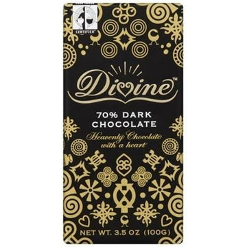 Divine Chocolate Vegan Fairtrade 70% Dark Chocolate 90g - 15 Pack