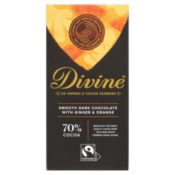 Divine Chocolate Dark Chocolate with Ginger & Orange 100g - 15 Pack