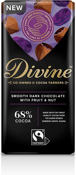 Divine Chocolate Divine 68% Dark Chocolate with Fruit and Nut 90g  - 15 Pack