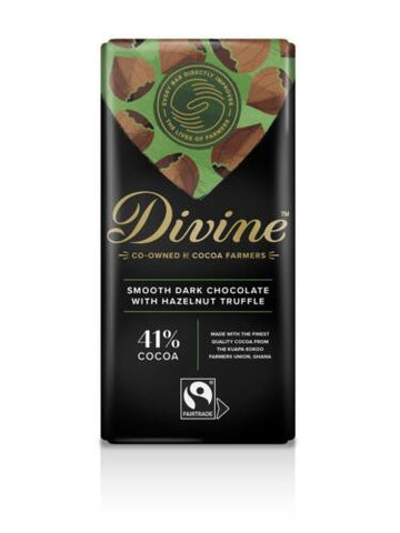 Divine Chocolate Vegan Dark Smooth Hazelnut Chocolate Bar 90g - 15 Pack