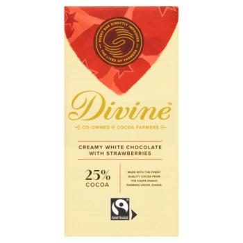 Divine Chocolate White Chocolate with Strawberries 90g - 3 Pack