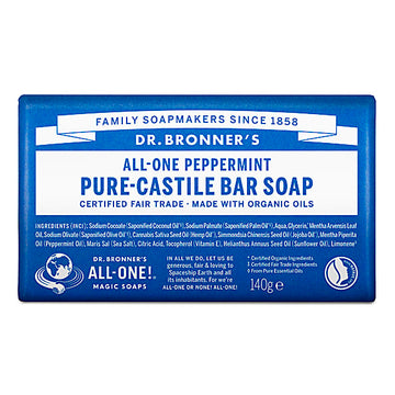 DR BRONNERS Dr Bronners Peppermint Bar Soap 140g - 3 Pack