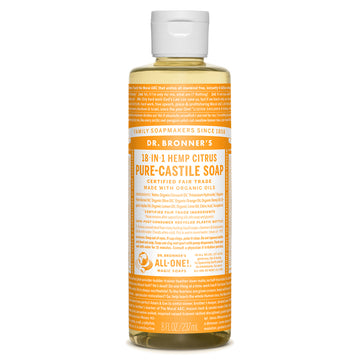 Dr Bronner Org Citrus Castile Liquid Soap 237ml. Orange scented