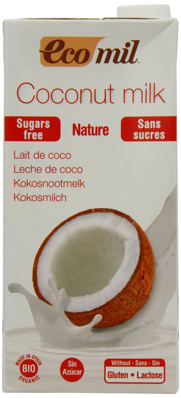 Ecomil Organic Coconut Drink Sugar Free (8.5% coconut) 1L - 6 Pack