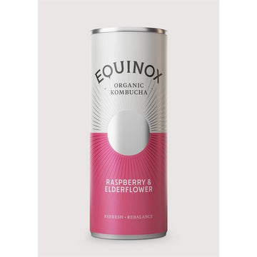 Equinox Kombucha Organic Soft Drink w/Raspberry & Elderflower 250ml - 12 Pack