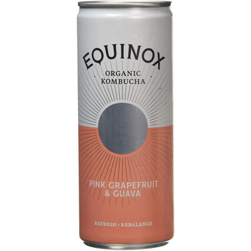 Equinox Kombucha Organic Soft Drink w/Pink Grapefruit & Guava 250ml - 24 Pack