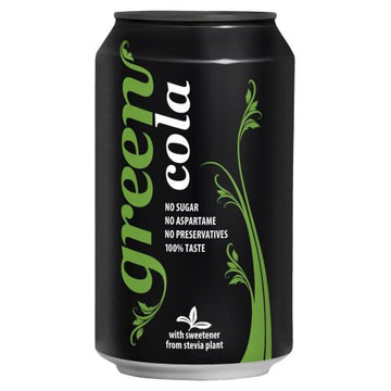 Clearance - Green Cola 330ml Can - No calorie stevia sweetened -24 Pack