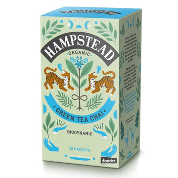 Hampstead Tea Organic Biodynamic Green Chai GreenTea Bags (2g) 40g - 4 Pack