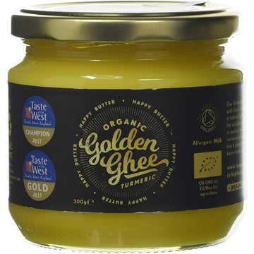 Happy Butter Artisan Organic UK Golden Turmeric Ghee 300g Jar