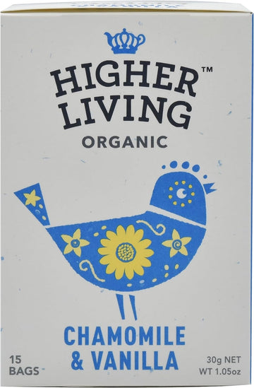 Higher Living Chamomile & Vanilla Organic Herbal Infusion - 15 Bags - 4 Pack
