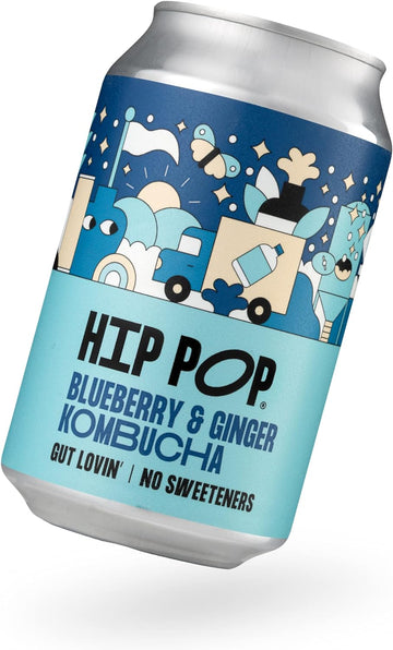 Hip Pop Hip Pop Kombucha Blueberry & Ginger 330 ml (case of 12 cans) - 12 Pack