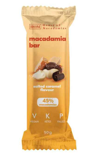House of Macadamias Macadamia Nut Protein bar - Salted Caramel 50g - 12 Pack