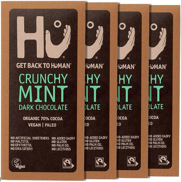 Hu Hu Crunchy Mint Dark Chocolate Bar 60g - 12 Pack