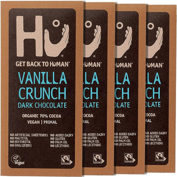 Hu Hu Vanilla Crunch Dark Chocolate Bar 60g - 12 Pack