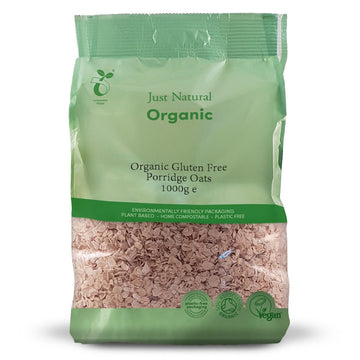 Just Natural Gluten Free Organic Gluten Free Porridge Oats 1000g - 4 Pack