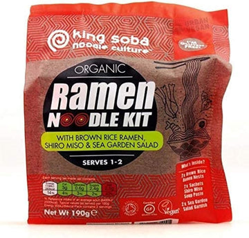 King Soba Org Brown Rice Ramen Kit Shiro Miso & Sea Garden Salad 190g