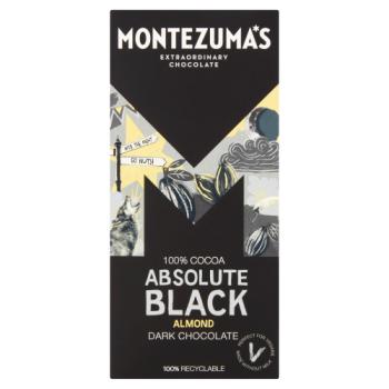 Montezumas Chocolate Absolute Black 100% Cocoa with Almonds 90g - 4 Pack