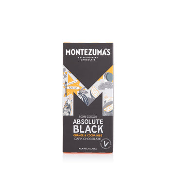 Montezumas Chocolate Absolute Black 100% Cocoa, Coco Nibs & Orange 90g